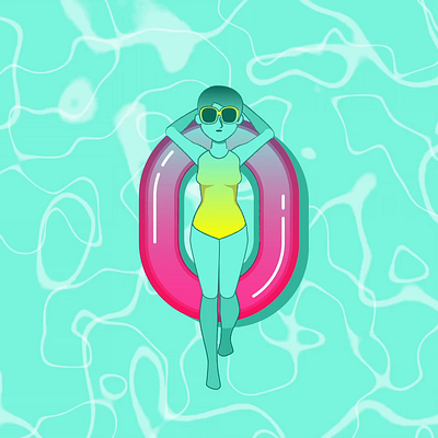 Chill in the pool 2d alphabet animation design flat gif girl illustration logo motion motion graphic pool shark swim ui