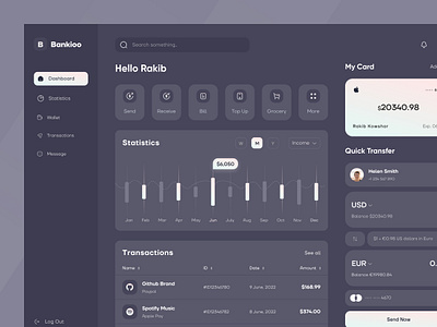 Finance Dashboard banking banking dashboard bill pay dashboard dark ui dashboard dashboard design dashboard ui dashboard ux finance finance dashboard fintech dashboard money transfer dashboard online banking dashboard ui ux wallet dashboard