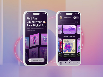 NFT - Mobile App android app animation app design application application design blockchain crypto crypto app ios mobile app mobile app mobile app design nft nft app nft mobile nft platform product design uiux uiux design web3 app web3 mobile app