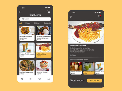 Food and Drink Menu app design figma product design ui ux