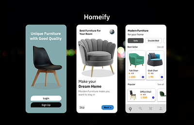 Chair Homeify!! 3d branding graphic design ui