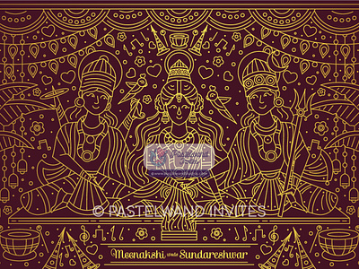 The Madurai Wedding - Gold Contour Style character design design graphic design illustration indian invitation template indian wedding cards indian wedding vector art invitation template iyengar wedding invitation madurai wedding meenakshi thirukalyanam quirky invitation south indian wedding south indian wedding invitation tambrahm wedding tamil brahmin tamil wedding invitation card wedding illustration