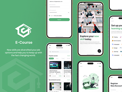 E-Course Mobile App: iOS Android UI app branding design graphic design logo ui ux vector