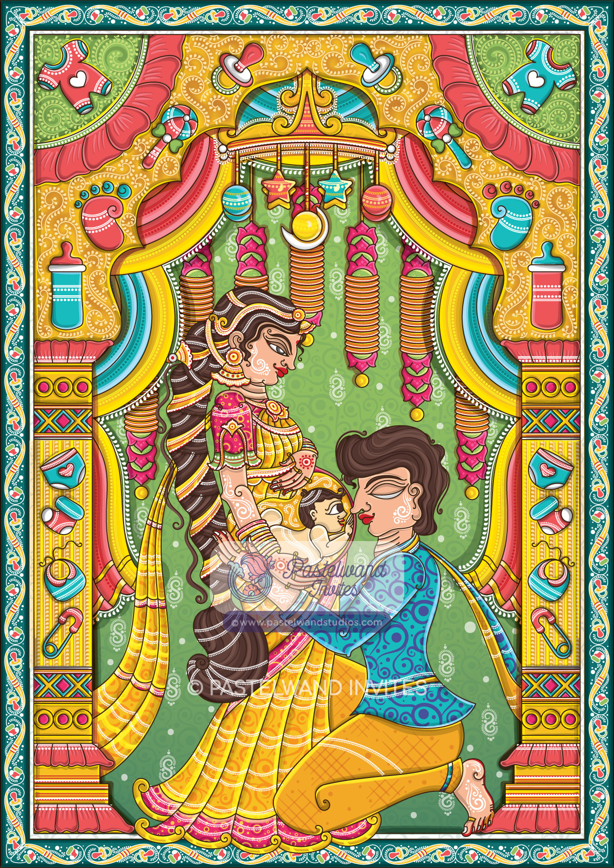 contemporary-baby-shower-illustration-in-odisha-pattachitra-art-by