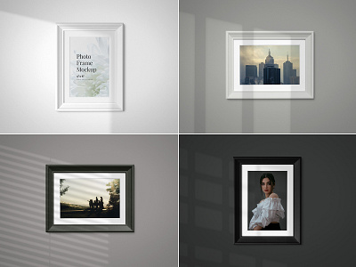 Photo Frame on Wall Mockup art mockup download frame mockup photo mockup room mockup shadows wall mockup white frame