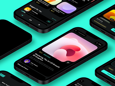 GLESS - Education app UI 3d animation app application card ui course course detail dark dark mode design education gradient graphic design mobile mobile app mockup motion graphics ui uiux ux