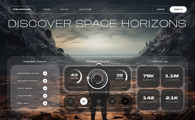 The concept of a website about space adventures booking site futuristic landing page space space site ui ux web web design