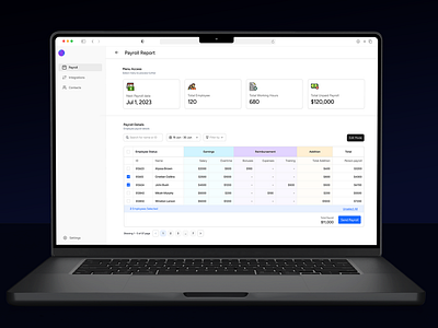 Payroll Report Management edit table editing table filter design management modern paycheck payroll payment payroll report reimbursement report saas salary table flow ui design ux design wage webapp work