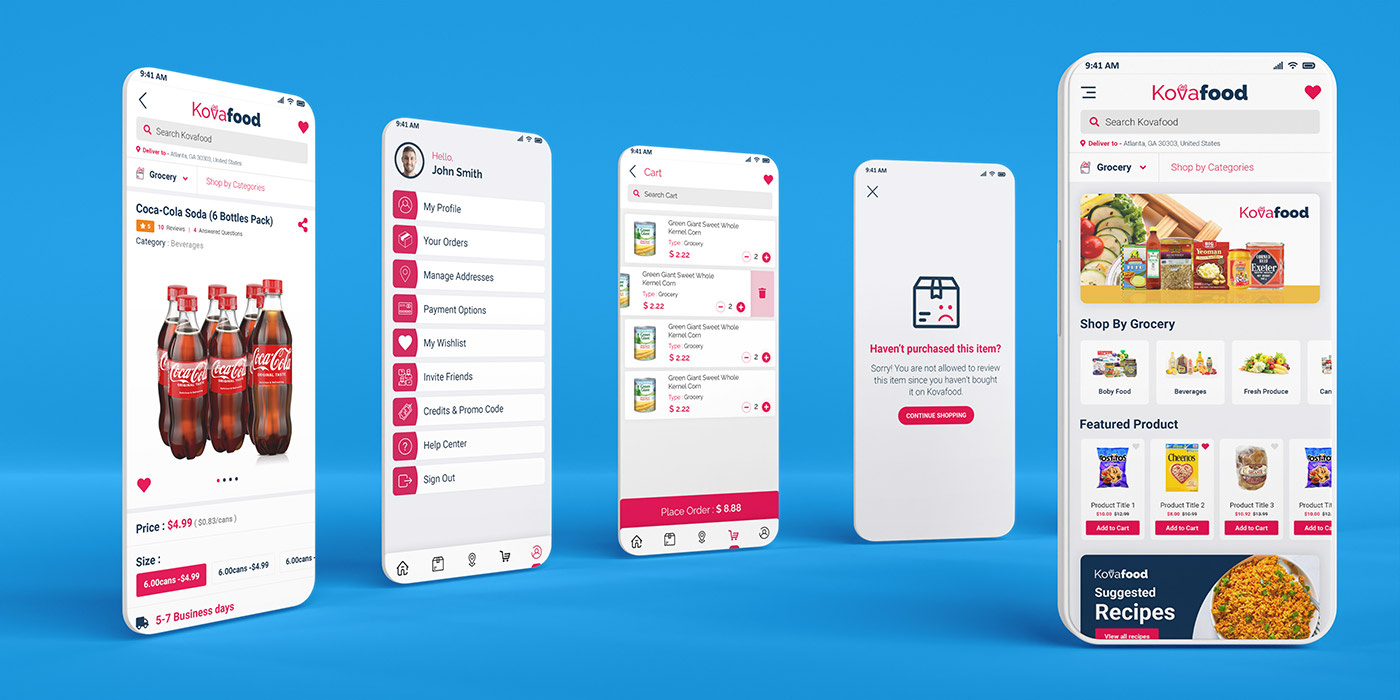 Kovafood Mobile Application app branding design graphic design illustration logo typography ui ux vector