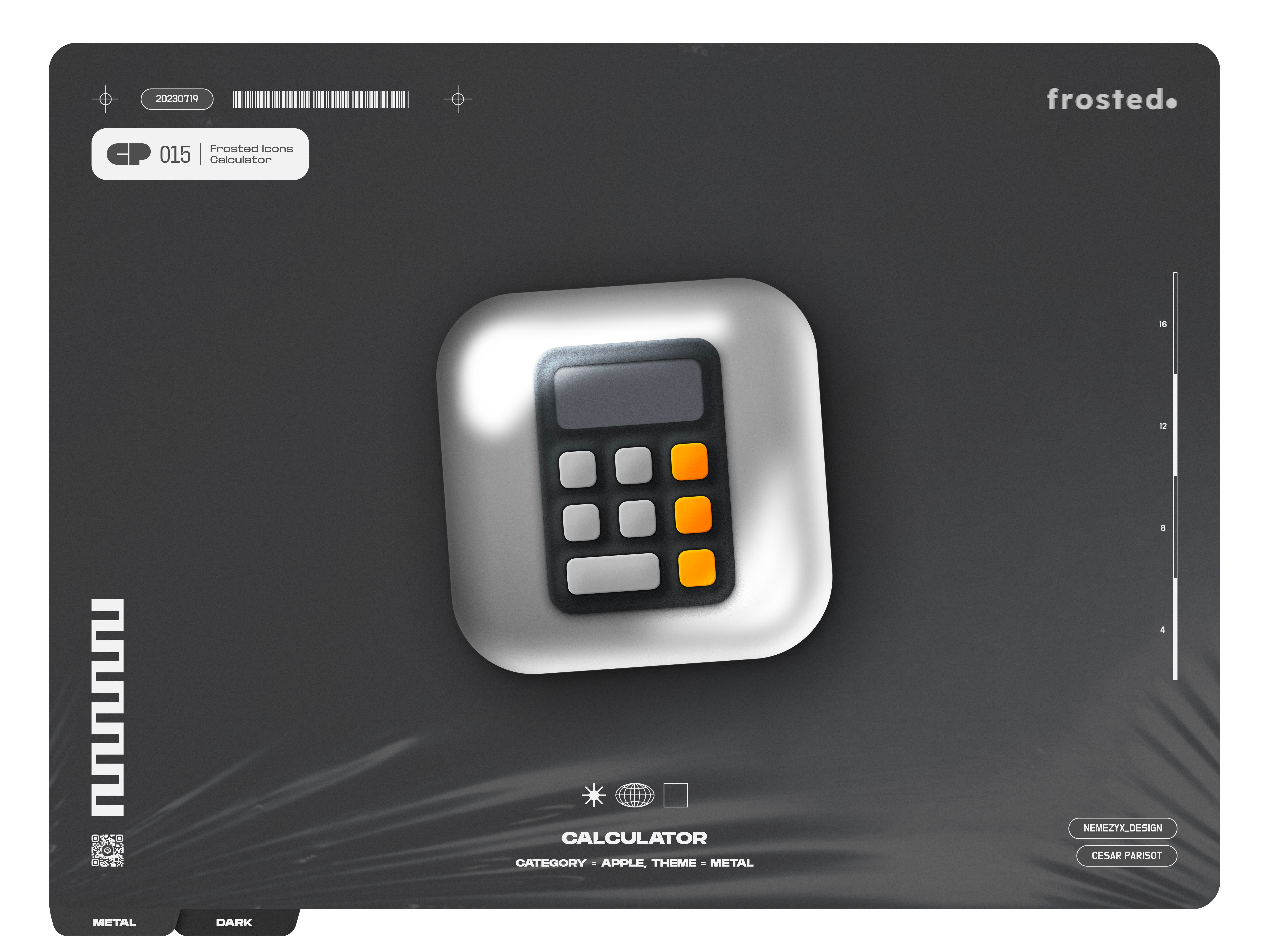 Frosted. Icons - 015 - Calculator 2d designn 3d effect apple apple icon blown glass calculator designeveryday frosted glass glassmorphism gradient icon icon design icon pack icon redesign icon set nemezyx neumorphism smooth soft texture