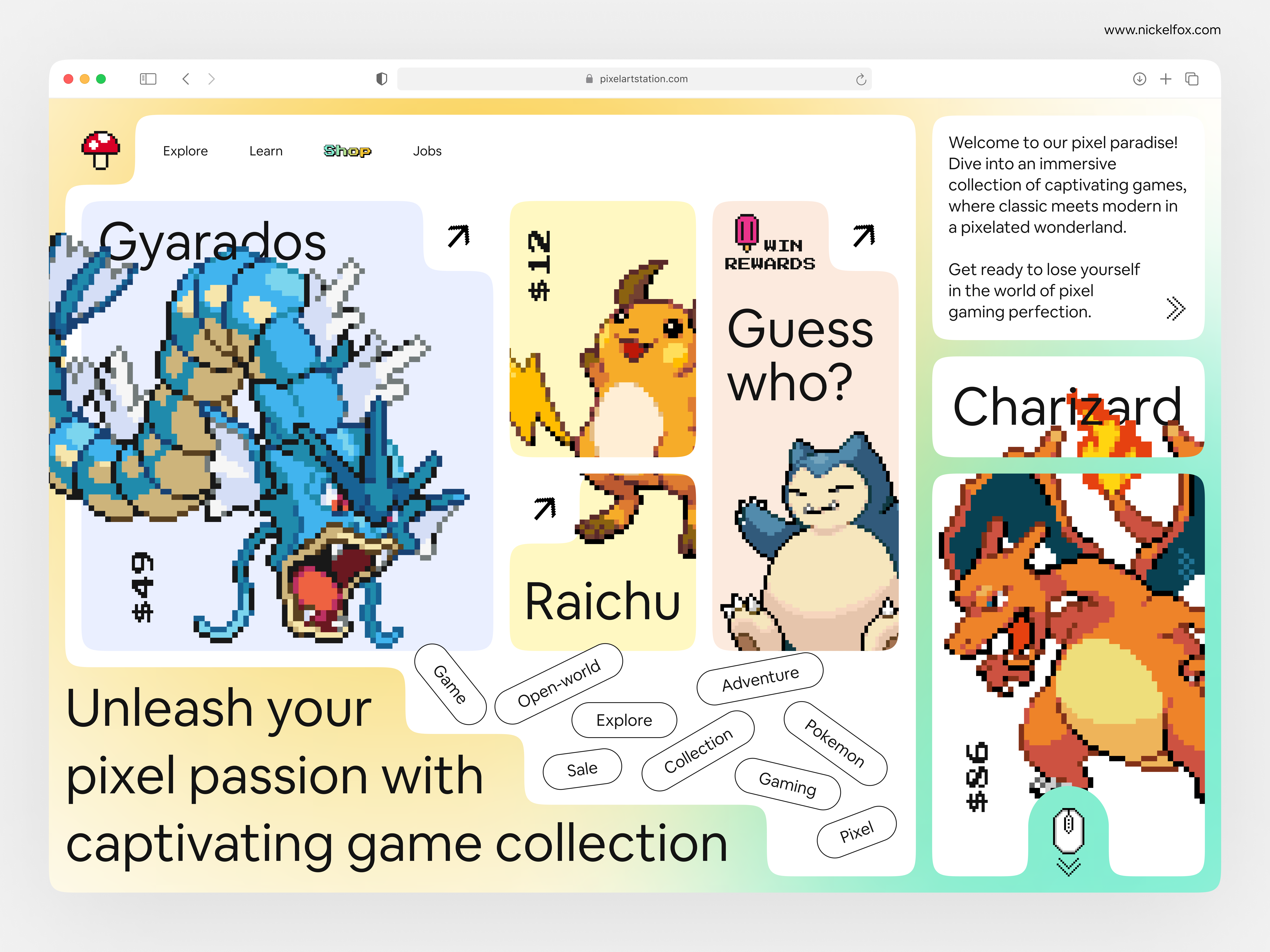 Example of Pixel Art Gaming Website