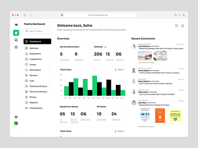 Fleetio V.2 UI SaaS Design dashboard design himuhammadsalim hisalim minimal saas salim ui ux