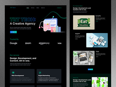 TRT Tech - Digital Agency Landing Page creative design landing page landing page design product design shopify theme ui ui design uiux design ux web design woocommerce wordpress