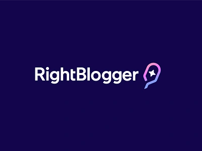 Right Blogger ai artificial intelligence blogging branding feather identity logo logo designer magic mark paper pen pencil star startup logo symbol text write writing