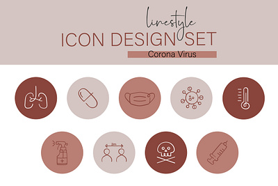 Linestyle Icon Design Set Corona Virus health
