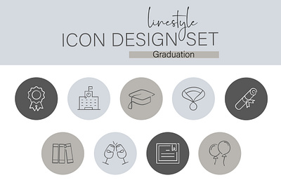 Linestyle Icon Design Set Graduation university