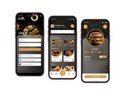 Food delivery app app branding clean ui design food delivery graphic design illustration logo minimalist typography ui ux vector