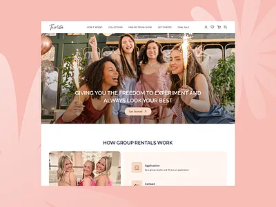 E-commerce Shopify | Dress rental Twirlista clothes dress e commerce fashion femenine onlineshop pink rental shopify ui uiux ux web website
