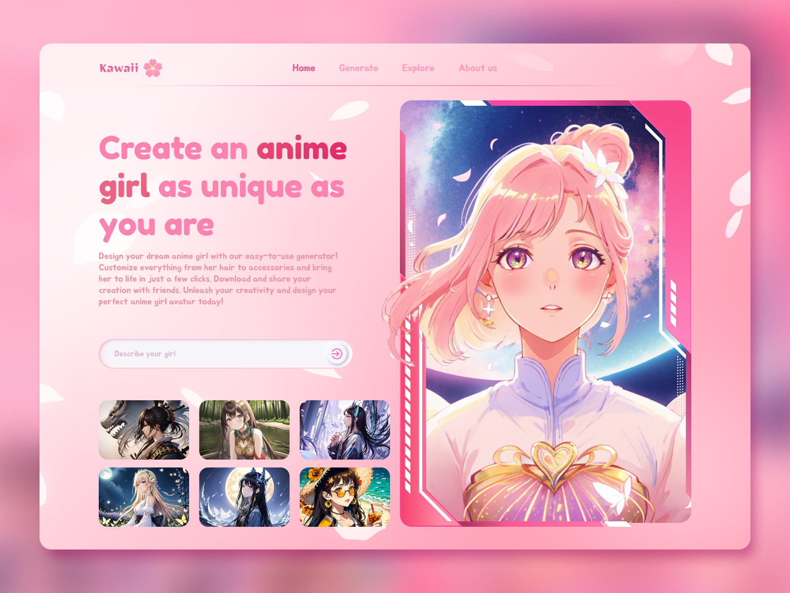 Anime Girl Ai Generate Website By Hana. On Dribbble