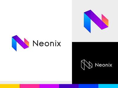 Neonix logo design branding colorful graphic design logo minimalistlogo modernlogo n vector