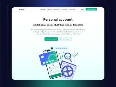 Landing page design for an online payments platform design illustration landing page online payments ui