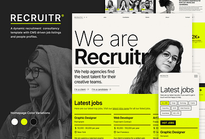 RECRUITR - Recruitment consultancy Framer template framer framer template recruitment template ui