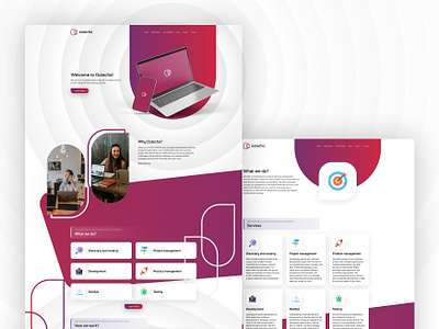 Outecho - Professional software company website design colorful floating it it company laptop playfull software software company software development ui website wordpress