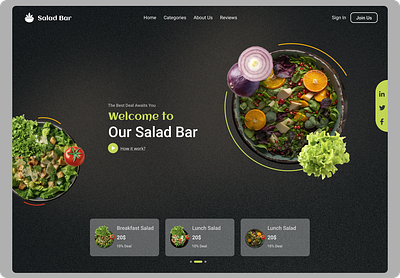Salad Bar-Food Landing Page design services food landing page food website geeksinux graphic design interaction design logo design muhammad nawaz rizvi prototyping salad website uiux web designing