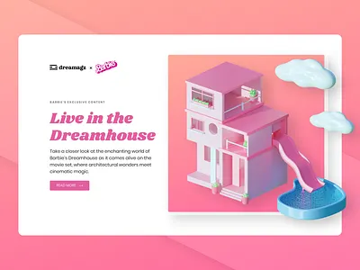 Barbie - Live in the Dreamhouse Landing Page 3d home 3d house 3d illustration barbie blender dreamhouse home house illustration landing page magazine movie pink ui design uiux uix design user interface ux design web website