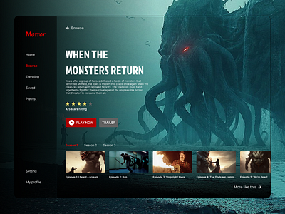 Horror Movie Website graphic design movie movie watch website movie watching design movie website netflix ui website design