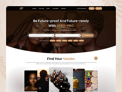AfroPro - Ecommerce Website aboutpage adobexd banner ecommerce figma homepage illustrator logo merchant photoshop ui ux vendor web webapp website