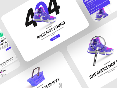 System Pages | e-Commerce Project 🌀 404 cart contact design ecommerce empty state graphic design productdesign purple search state shop store success page ui ux wow