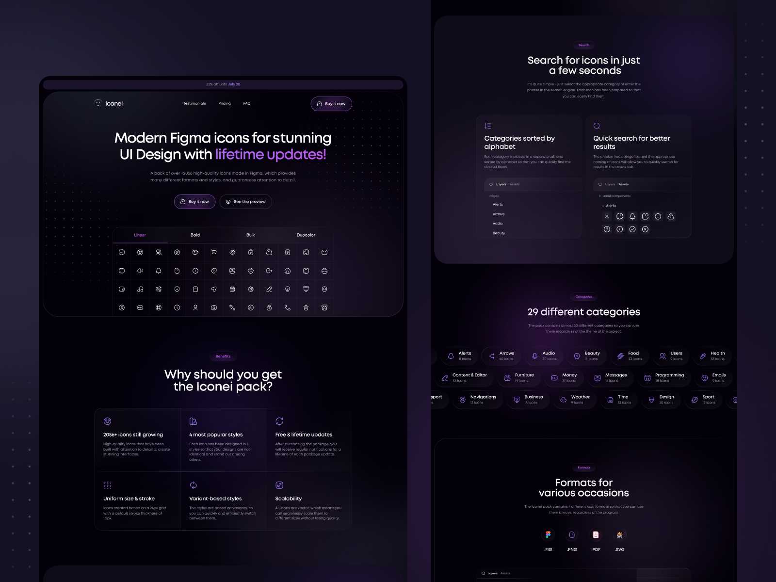 Iconei pack - Landing Page app clean design figma icon icon icondesign iconpack icons iconset landing landing page saas saas landing ui uiux ux web website website design