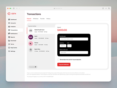 Payment Form for Dashboard for Web SaaS or Fintech card dashboard fintech form ui ux