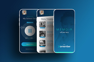 QRemember - Memoir Application UX/UI animation app design graphic design ui ux