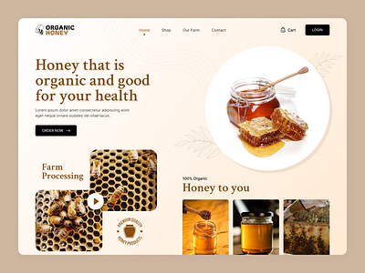 Organic Honey Web Page animation clean creative design dribbble hero honey honey web design minimal natural honey organic product design typography ui ux web web design website