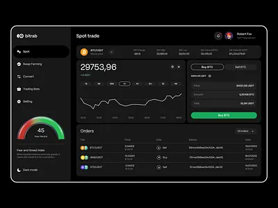 Bitrab - trade page 3d app design crypto design ern farm trade ui ux web