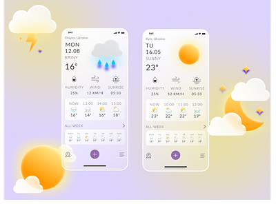 Weather app app app design design estetic mobile app ui ux weather weather app webdesign