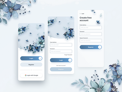 Login (Concept Design) app blueish theme design flowers graphic design illustration login signup splash screen typography ui ui design ux