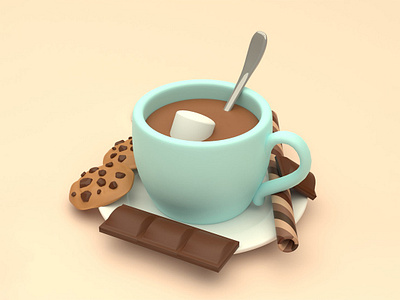 3D Mug with Chocolates 3d blender design illustration