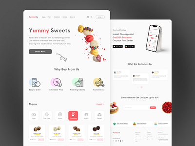 Online Pastry Shop Website app app website cake choclate food menu food order food website footer landing landing page light mode menu online shop pastry shop ui web website website landing website presentation