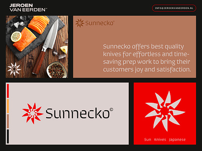Sunnecko - Logo Design 9 brand identity design branding cook creative logo cut food japan japanese kitchen knive knives logo logo design logo grid salmon sharp sun sunnecko visual identity design