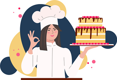 Vector flat illustration for a pastry chef website. confectioner cook design doodle flat illustration illustration logo vector