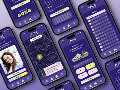 Crocs City Game - Mobile UI 2d app colors crocs design game graphic design map mobile quiz shoes sneakers ui ux website