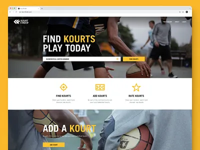 KourtFinder | Website Homepage basketball branding court court finder design directory finder graphic design kourtfinder sport ui ux website