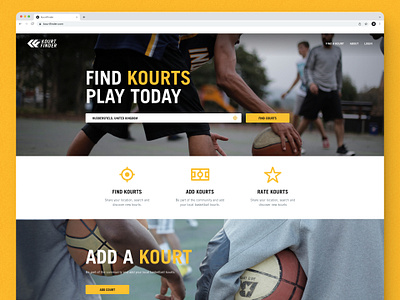 KourtFinder | Website Homepage basketball branding design graphic design kourtfinder sport ui ux website