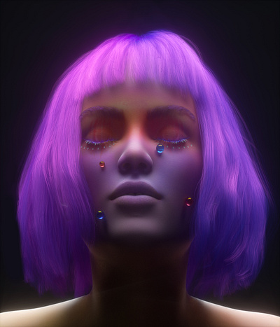 Prismatic Whispers 🔮 3d cgi cinema 4d design digital illustration octane portrait render