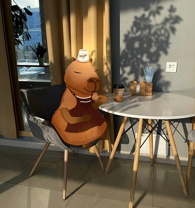 Capybara character for a coffee shop animal bakery branding capybara coffee shop