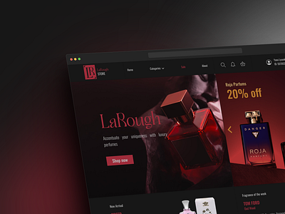 LaRough perfume online store app branding design graphic design logo ui ux