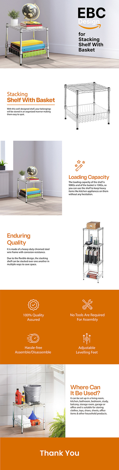 EBC Design for Stacking Shelf With Basket a amazon a listing amazon amazon a amazon a design amazon content amazon content design amazon ebc amazon ebc design amazon listing brand branding design designing ebc ebc design enhanced brand content graphic design illustration visual identity